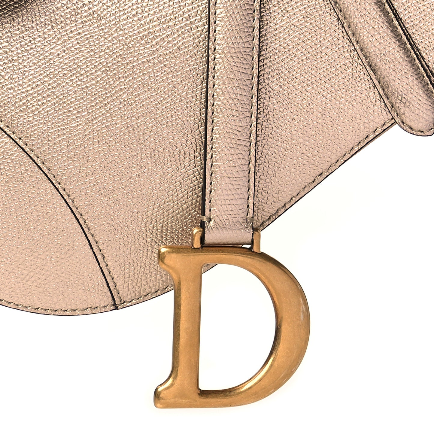 Metallic Grained Calfskin Saddle Bag Gold