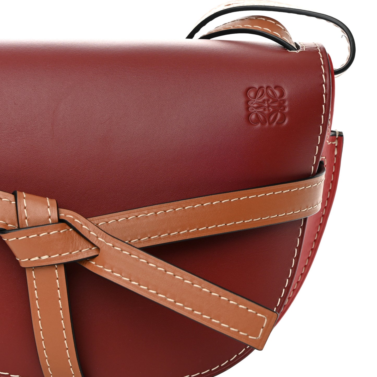 Calfskin Small Gate Crossbody Bag Garnet Pomodoro