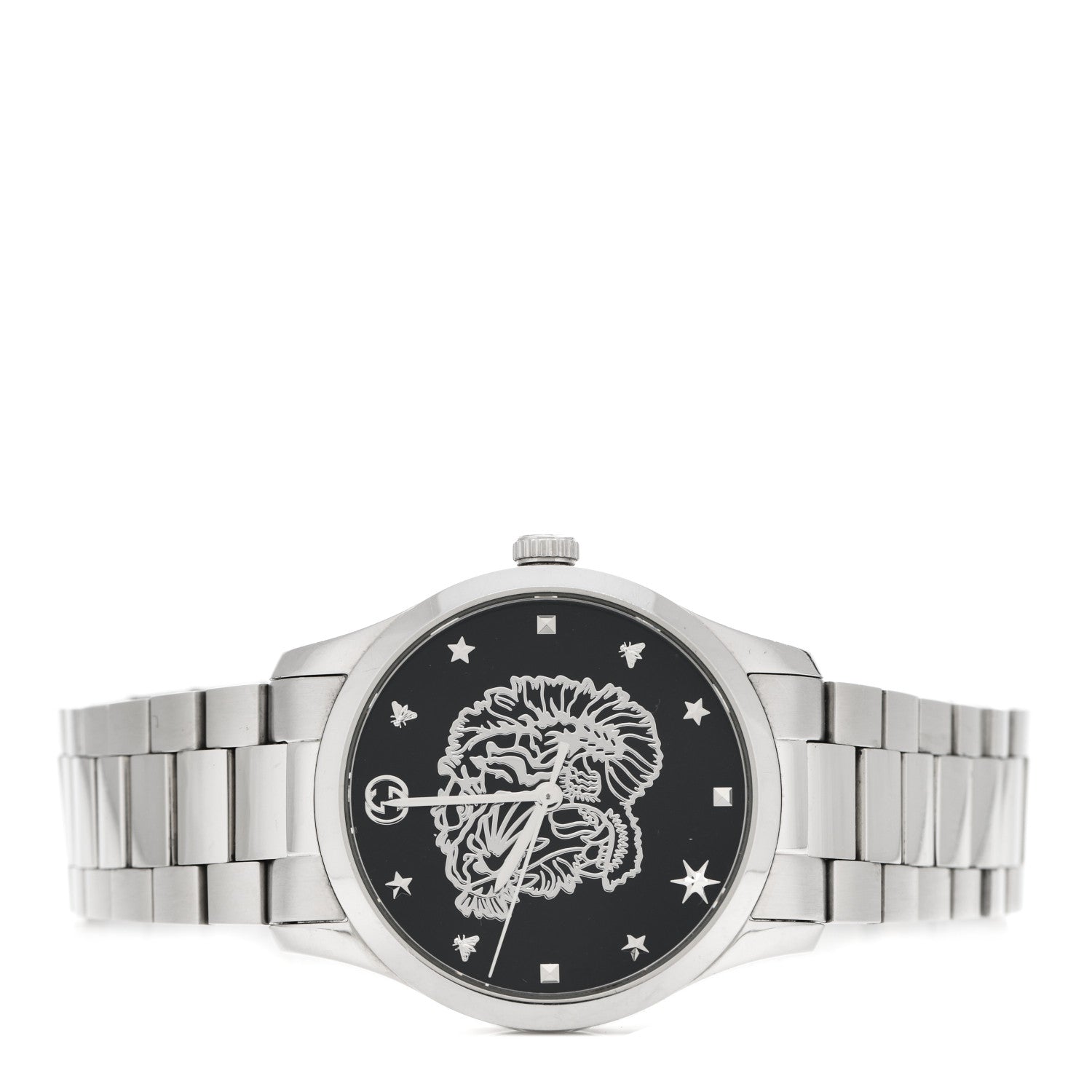 Gucci Stainless Steel 38mm G-Timeless Tiger Quartz Watch Black 2 of 6