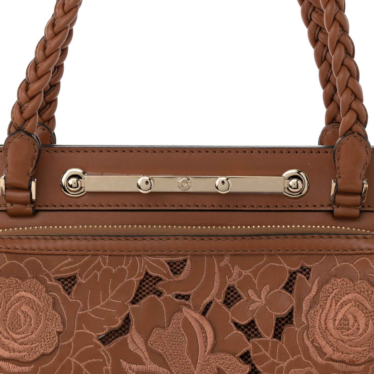 Vitello Lace Demetra Satchel Cognac