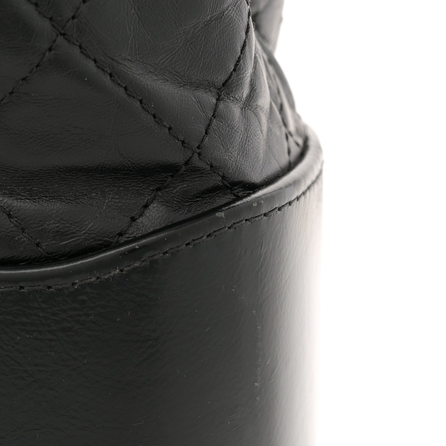Aged Calfskin Quilted Large Gabrielle Shopping Tote Black
