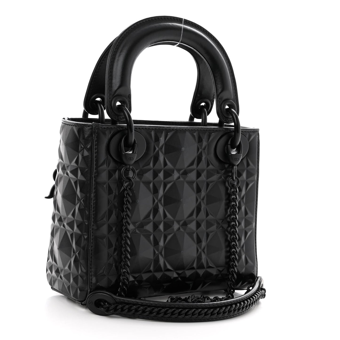 Calfskin Diamond Cannage Mini Lady Dior Black