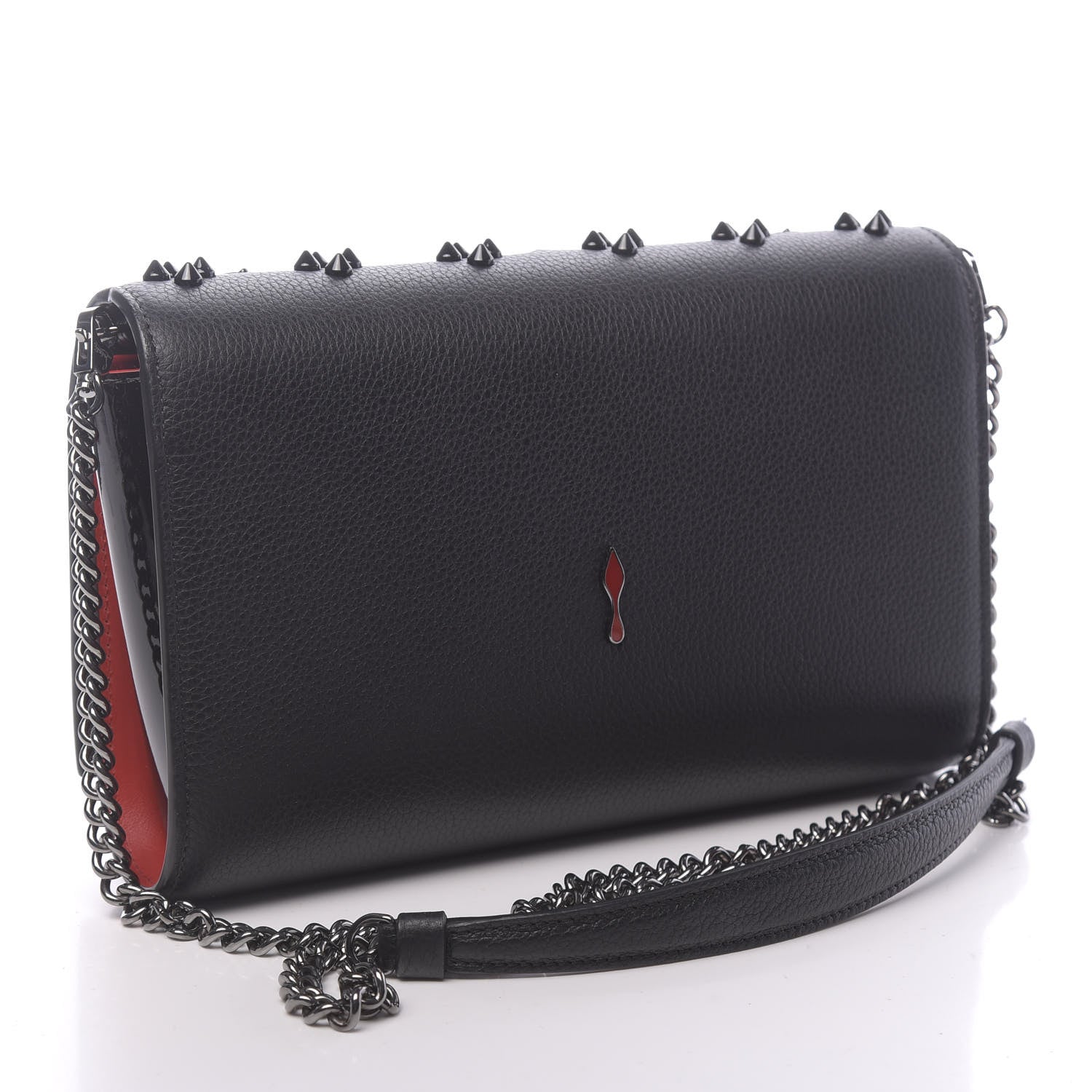 Christian Louboutin Calfskin Spikes Loubinthesky Paloma Clutch Black 3 of 12