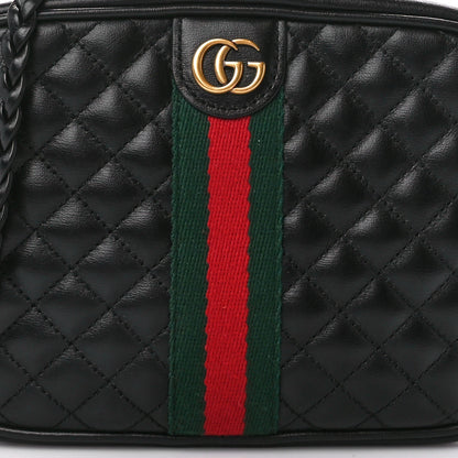 Gucci Calfskin Trapuntata Web Mini GG Shoulder Bag Black 8 of 10