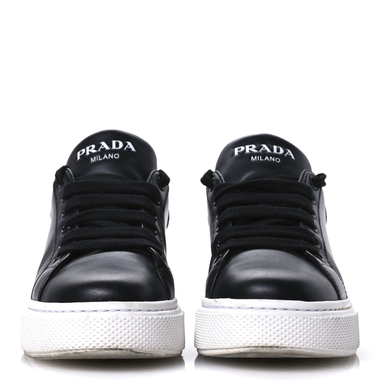 Prada Vitello Soft Womens Low Top Sneakers 35 Black 3 of 8