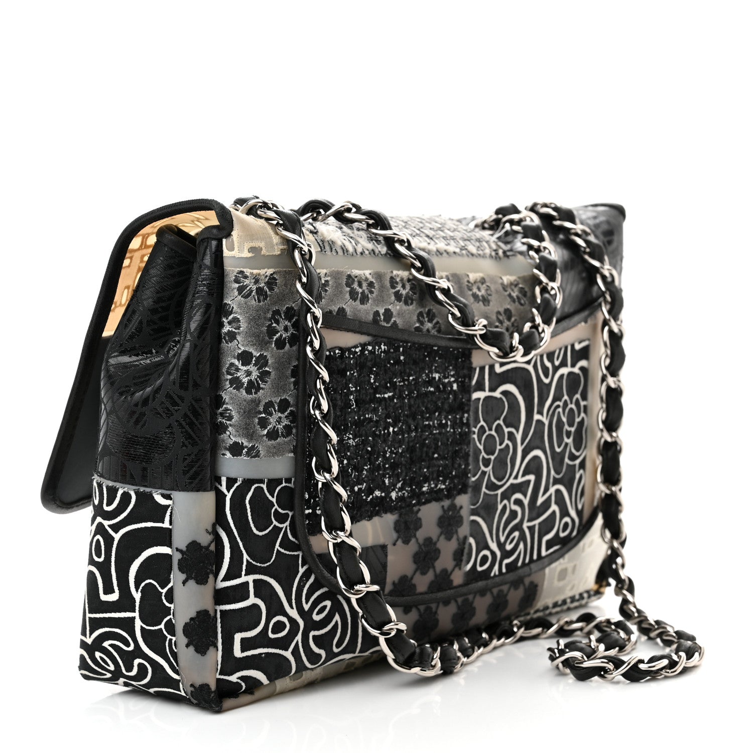 Chanel PVC Tweed Patchwork Jumbo Single Flap Black 3 of 14