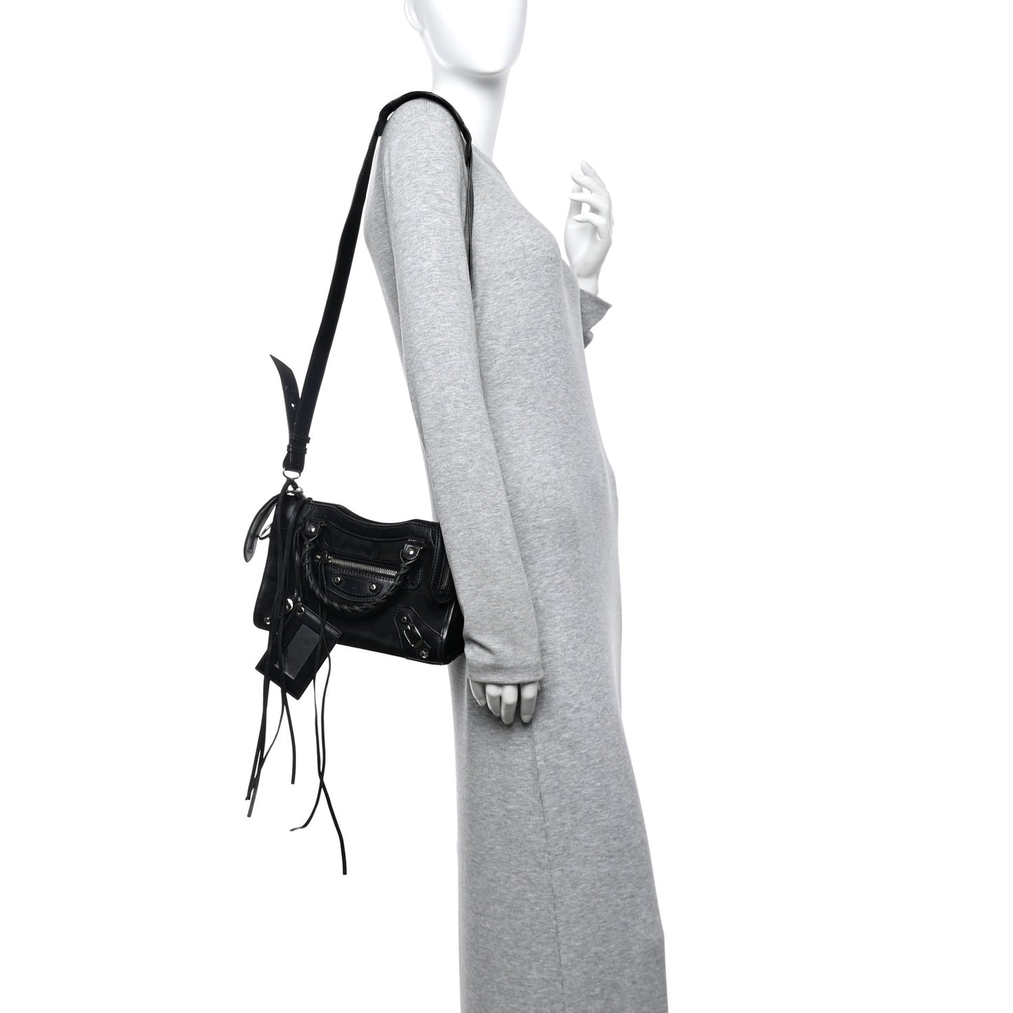 Mesh Calfskin Classic Silver Hardware Mini City Black