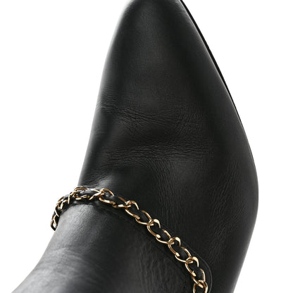 Chanel Calfskin Knee High Chain Boots 39 Black 14 of 18