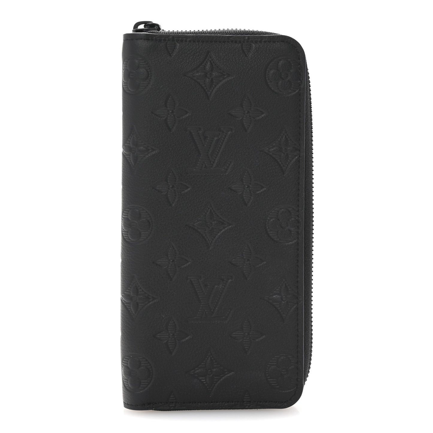 Calfskin Monogram Shadow Vertical Zippy Wallet Black