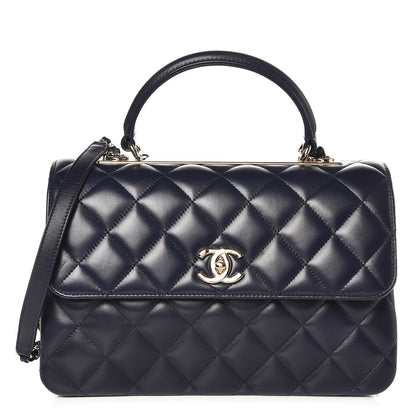Chanel Lambskin Quilted Medium Trendy CC Flap Dual Handle Bag Navy Blue 1 of 9