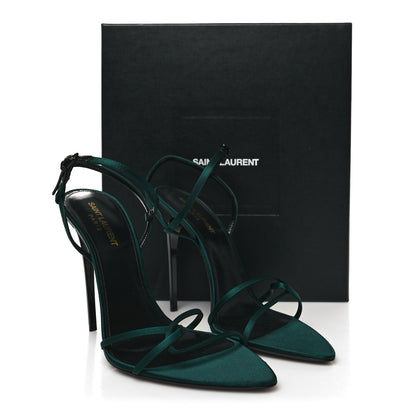 Saint Laurent Crepe Satin Clara 110 Ankle Strap Sandals 39.5 Dorian Green 9 of 9