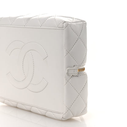 Chanel Calfskin Quilted Square Top Handle Vanity Case White 10 of 14