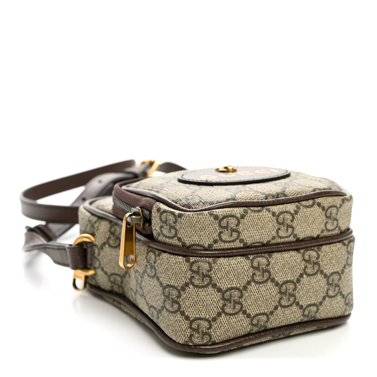 Gucci GG Supreme Monogram Mini Neo Vintage Double Zip Messenger Bag Beige New Acero Crop 4 of 13