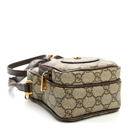 Gucci GG Supreme Monogram Mini Neo Vintage Double Zip Messenger Bag Beige New Acero Crop 4 of 13