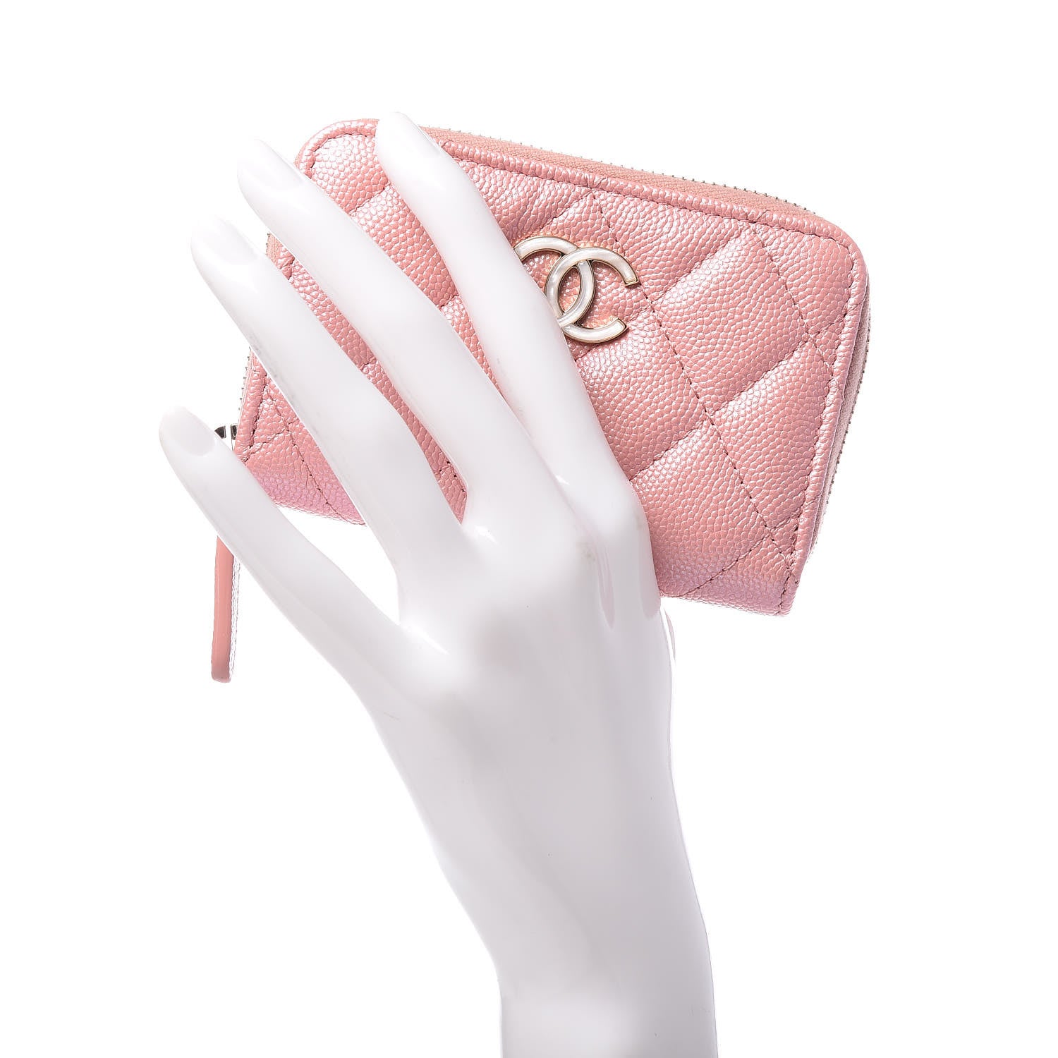 Chanel Iridescent Caviar Quilted Zip Coin Purse Pink 2 of 8