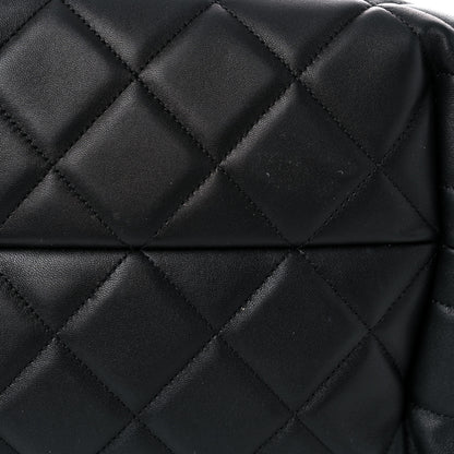 Chanel Lambskin Quilted CC Dweller Drawstring Tote Black 16 of 19