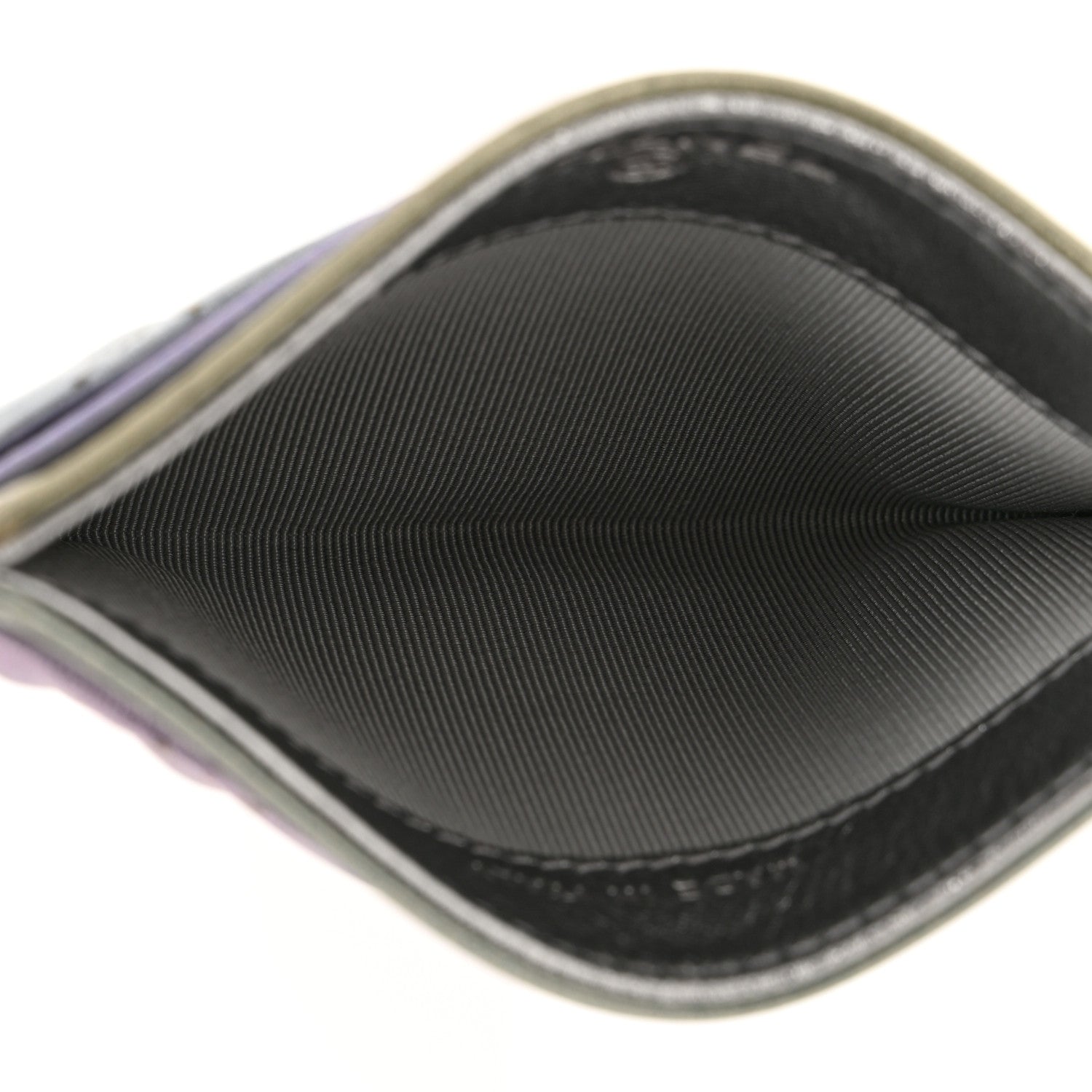 Chanel Gradient Metallic Calfskin Quilted Card Holder Silver Blue Yellow Purple 5 of 9
