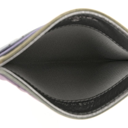 Chanel Gradient Metallic Calfskin Quilted Card Holder Silver Blue Yellow Purple 5 of 9