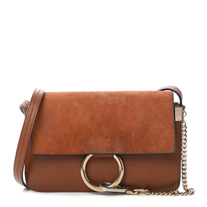 Chloe Suede Calfskin Small Faye Shoulder Bag Tobacco 1 of 8