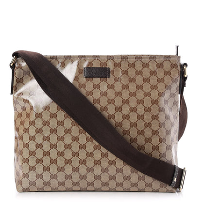 Gucci Crystal Monogram Large Flat Messenger Bag Dark Brown 1 of 7
