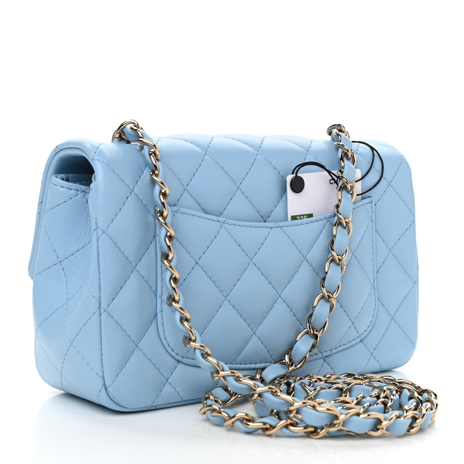 Chanel Lambskin Quilted Mini Rectangular Flap Light Blue 3 of 10