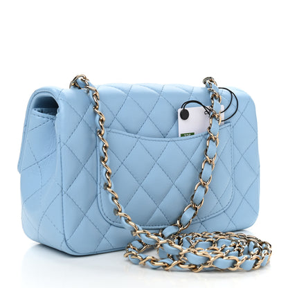 Chanel Lambskin Quilted Mini Rectangular Flap Light Blue 3 of 10