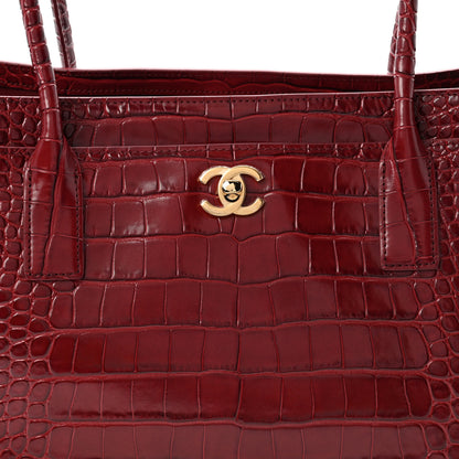Chanel Calfskin Crocodile Embossed Archetype Small Shopping Tote Burgundy 7 of 10