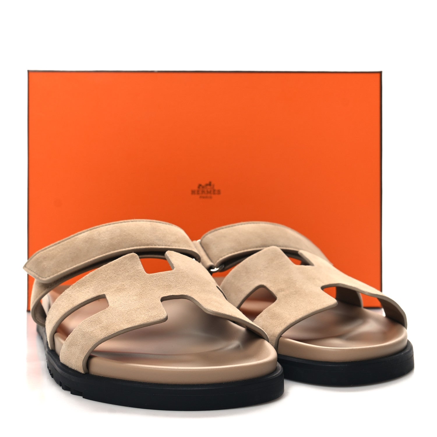 Hermes Suede Goatskin Womens Chypre Sandals 40 Beige Argile 10 of 10