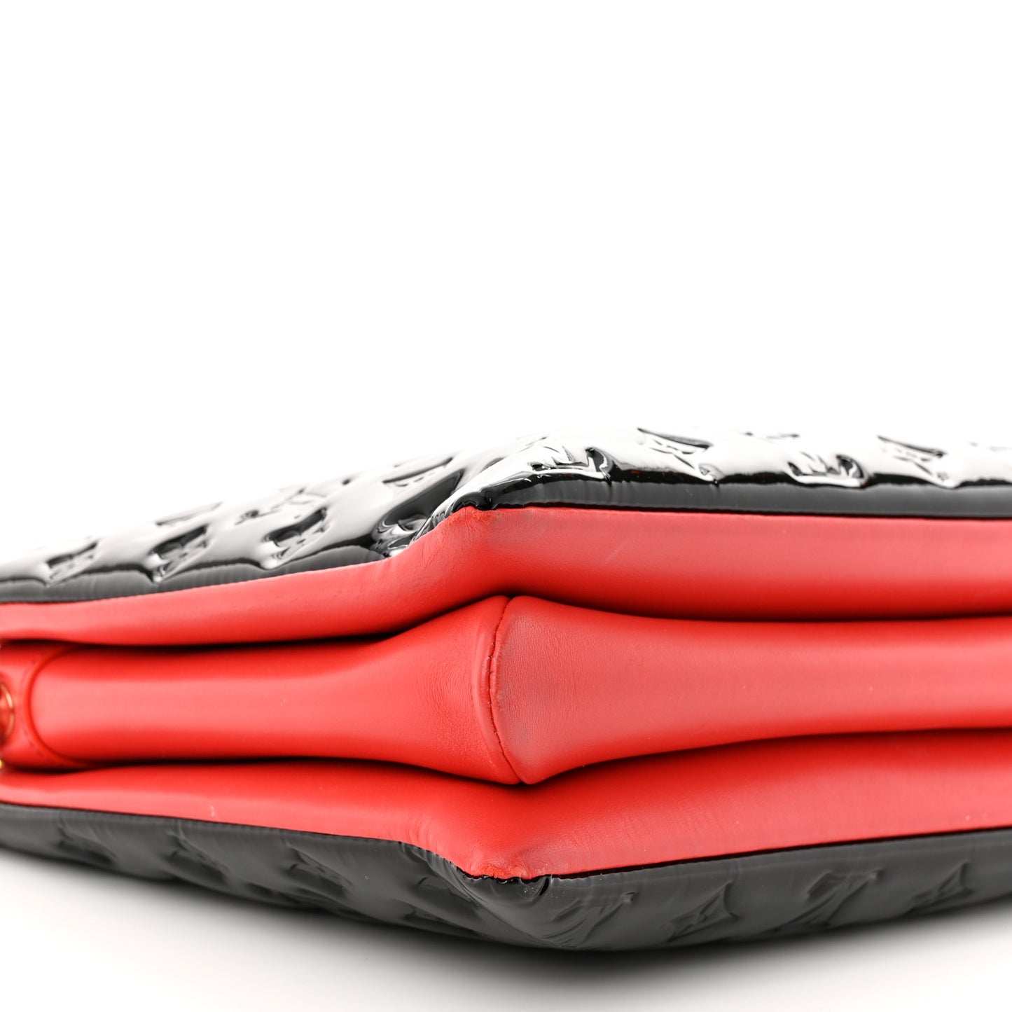 Patent Embossed Monogram Lambskin Coussin MM Black Red