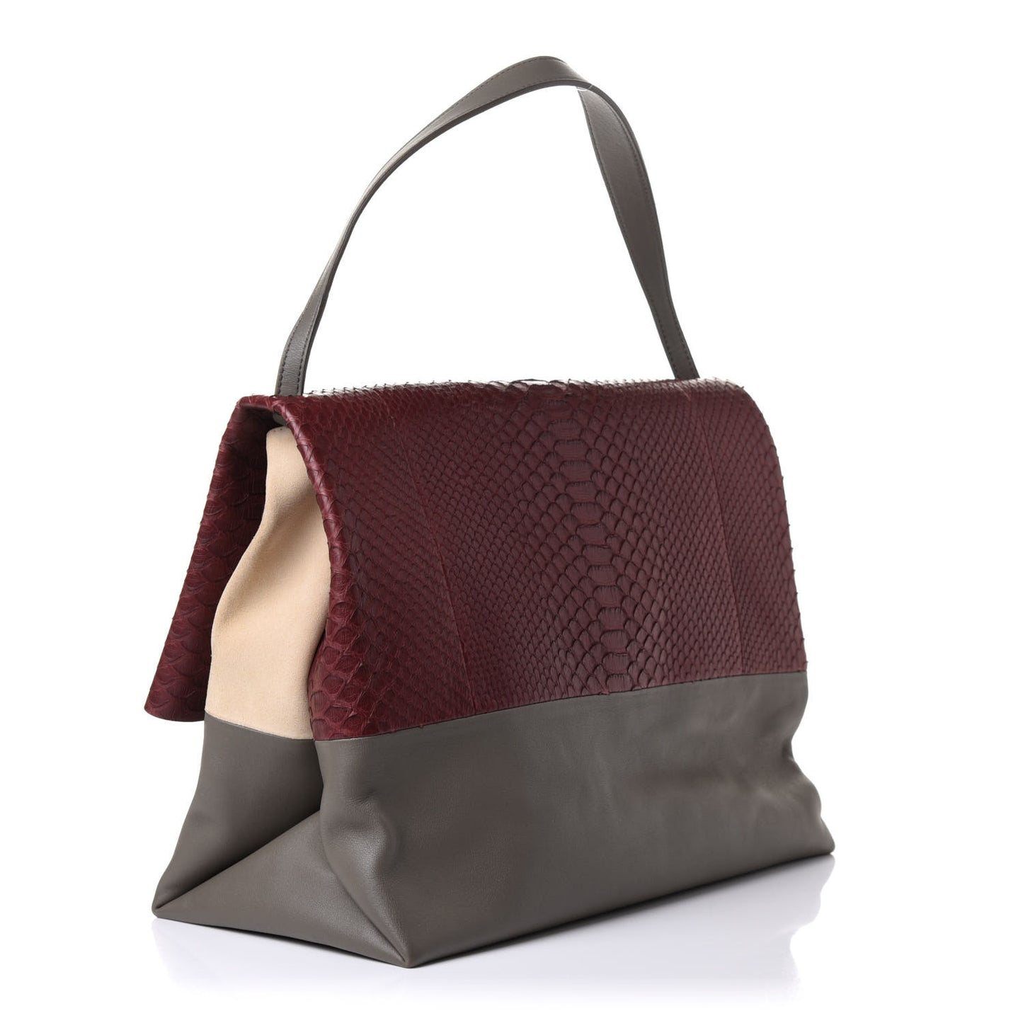 Python Calfskin All Soft Shoulder Bag Burgundy