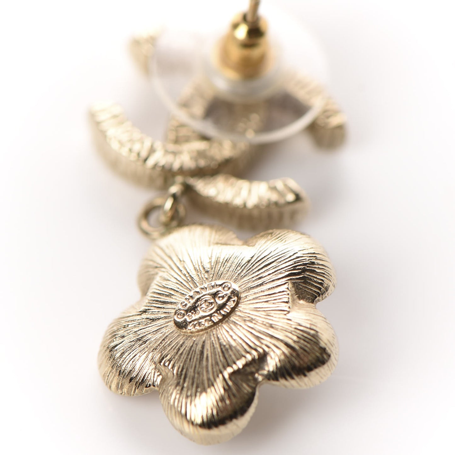Pearl CC Camellia Earrings Gold