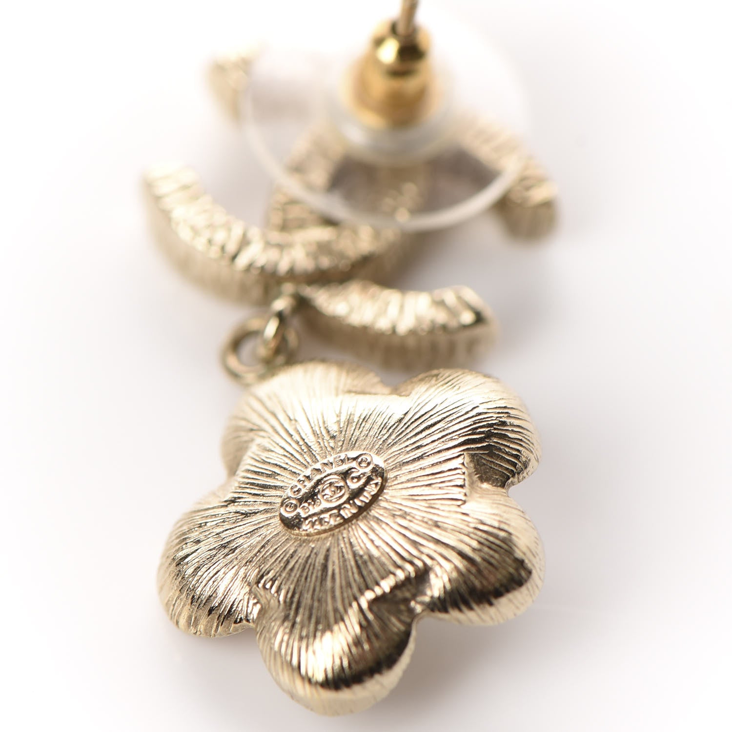 Chanel Pearl CC Camellia Earrings Gold 4 of 5