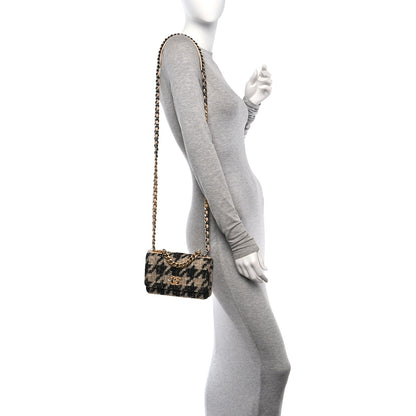 Chanel Wool Tweed Lambskin Quilted Chanel 19 Wallet On Chain WOC  Beige Black 2 of 11