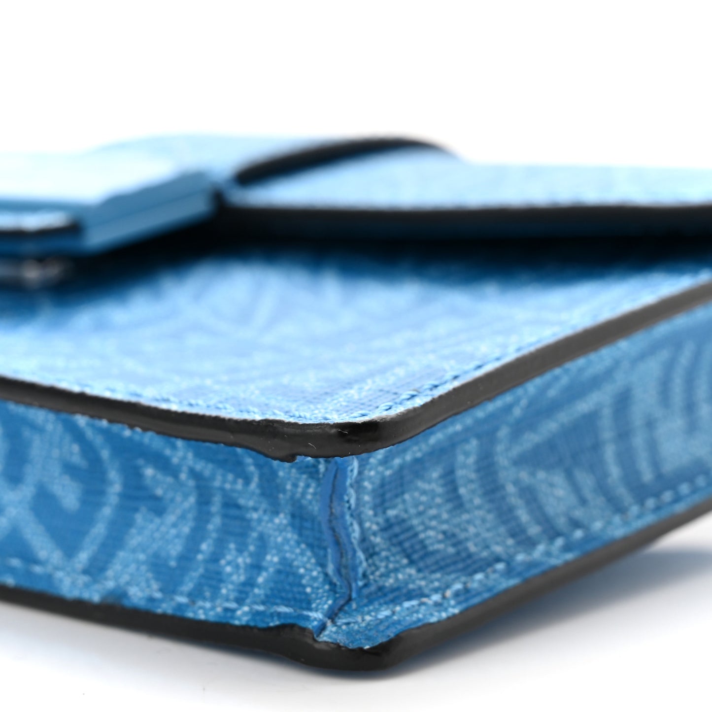 X SARAH COLEMAN Glazed Fabric Enamel Small FF Vertigo Baguette Belt Pouch Cyber Blue