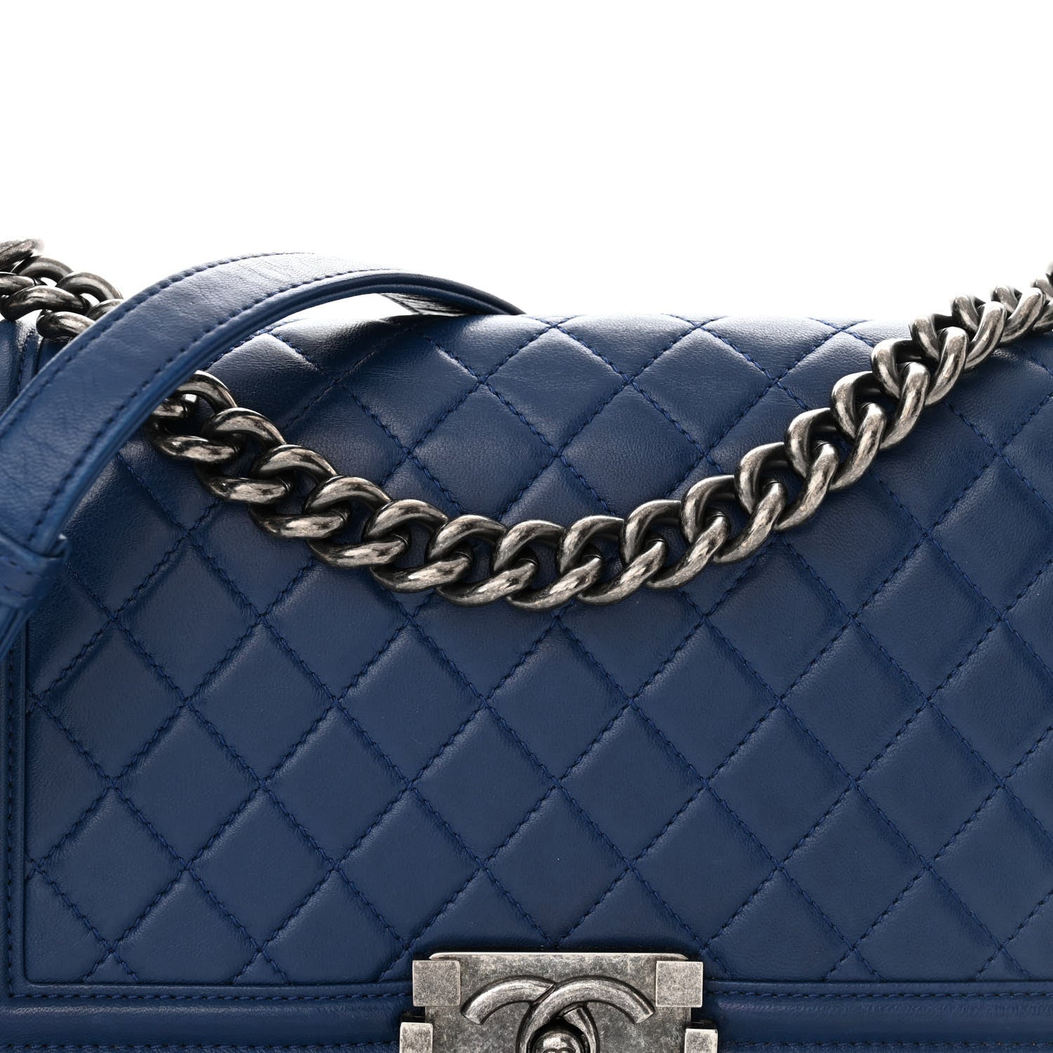 Chanel Lambskin Quilted Medium Boy Flap Blue 8 of 12