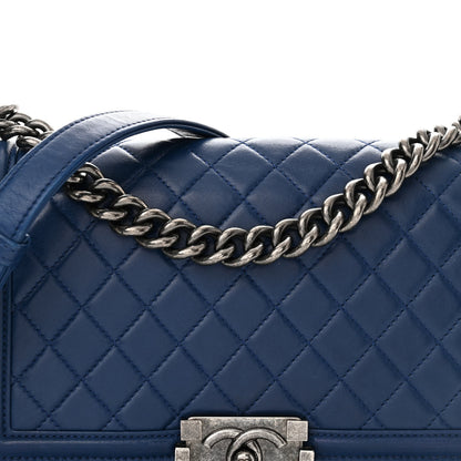 Chanel Lambskin Quilted Medium Boy Flap Blue 8 of 12