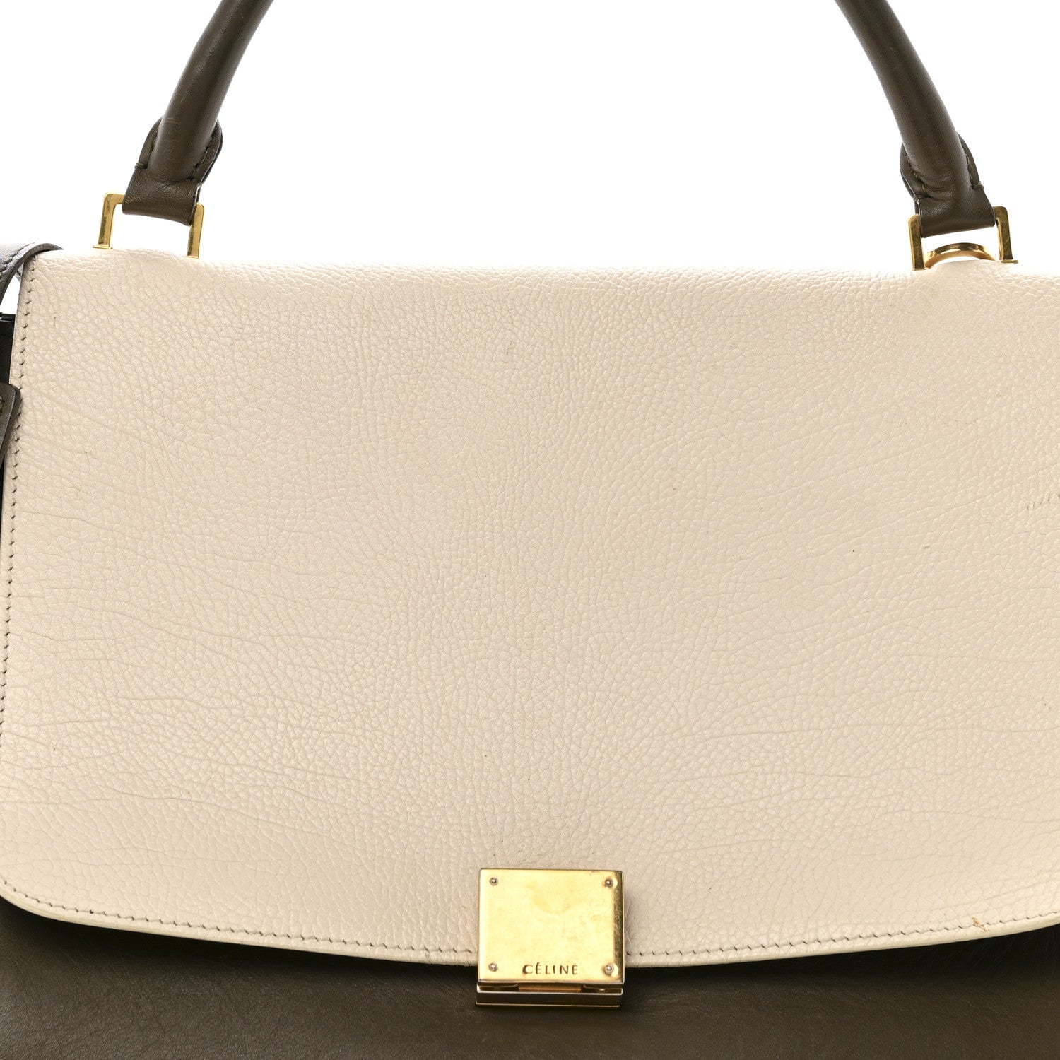 Celine Bullhide Smooth Calfskin Suede Medium Tri-Color Trapeze White Multicolor 7 of 15