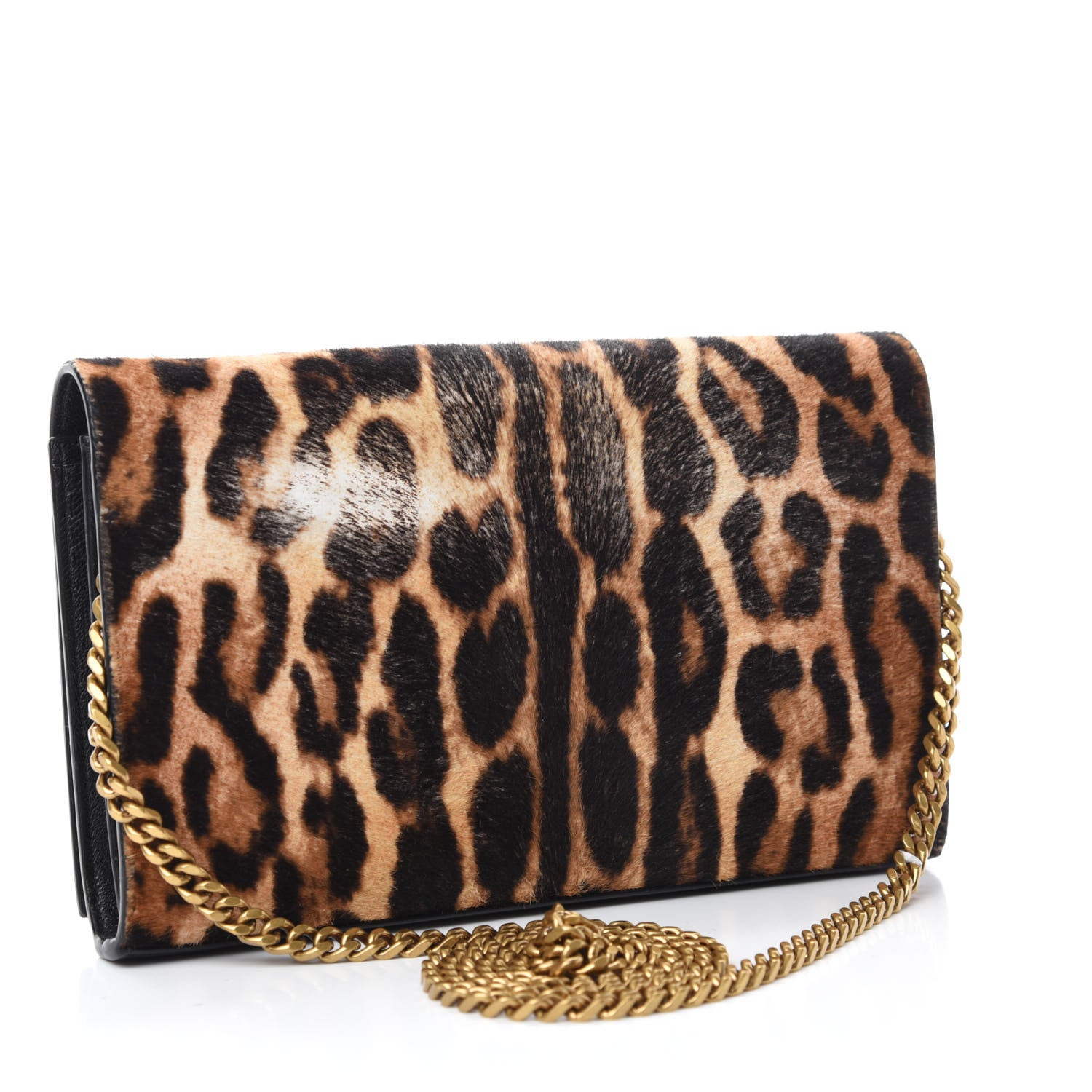 Saint Laurent Calf Hair Monogram Chain Wallet Leopard 3 of 12