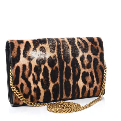 Saint Laurent Calf Hair Monogram Chain Wallet Leopard 3 of 12