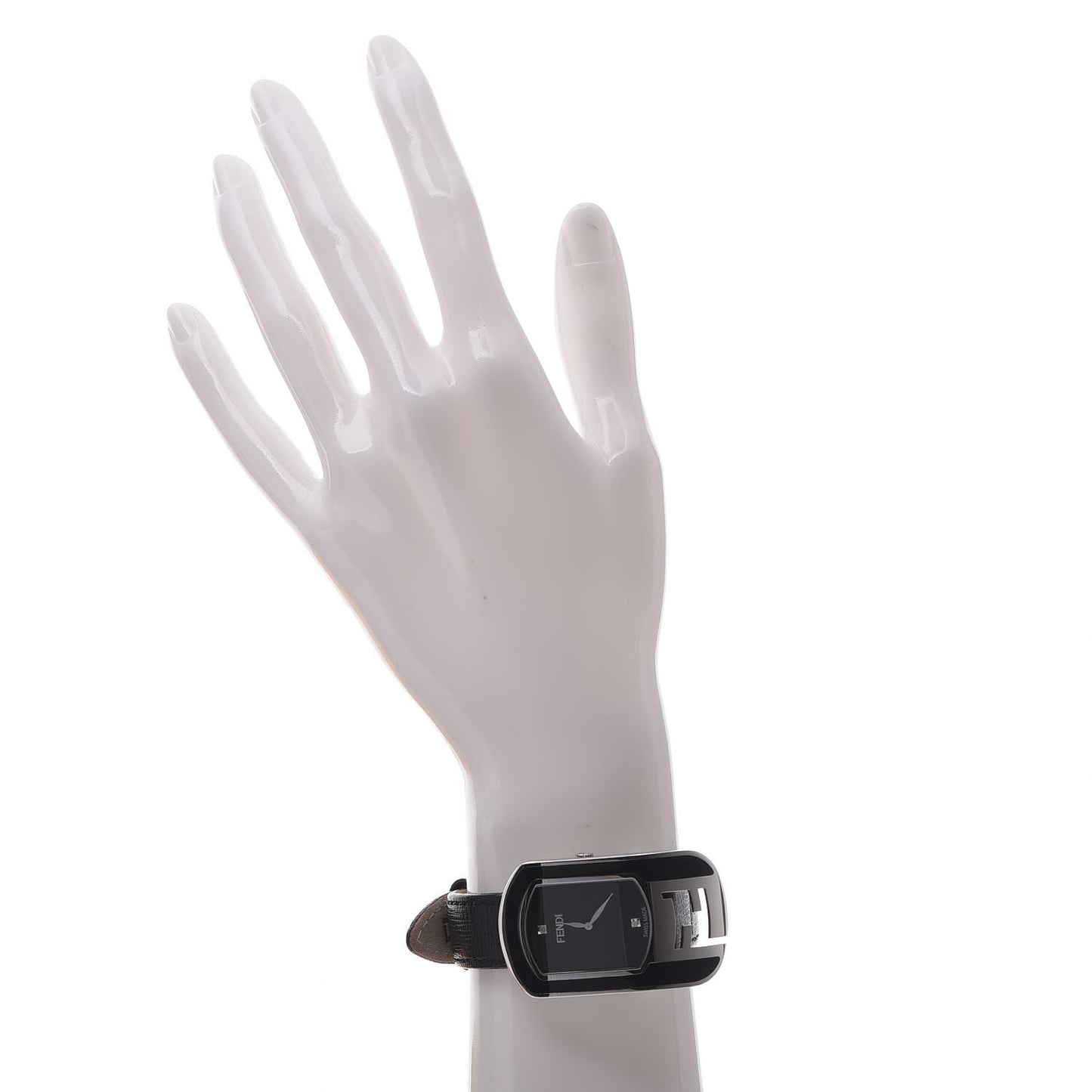 Stainless Steel Calfskin Diamond Enamel 29mm Chameleon Quartz Watch Black
