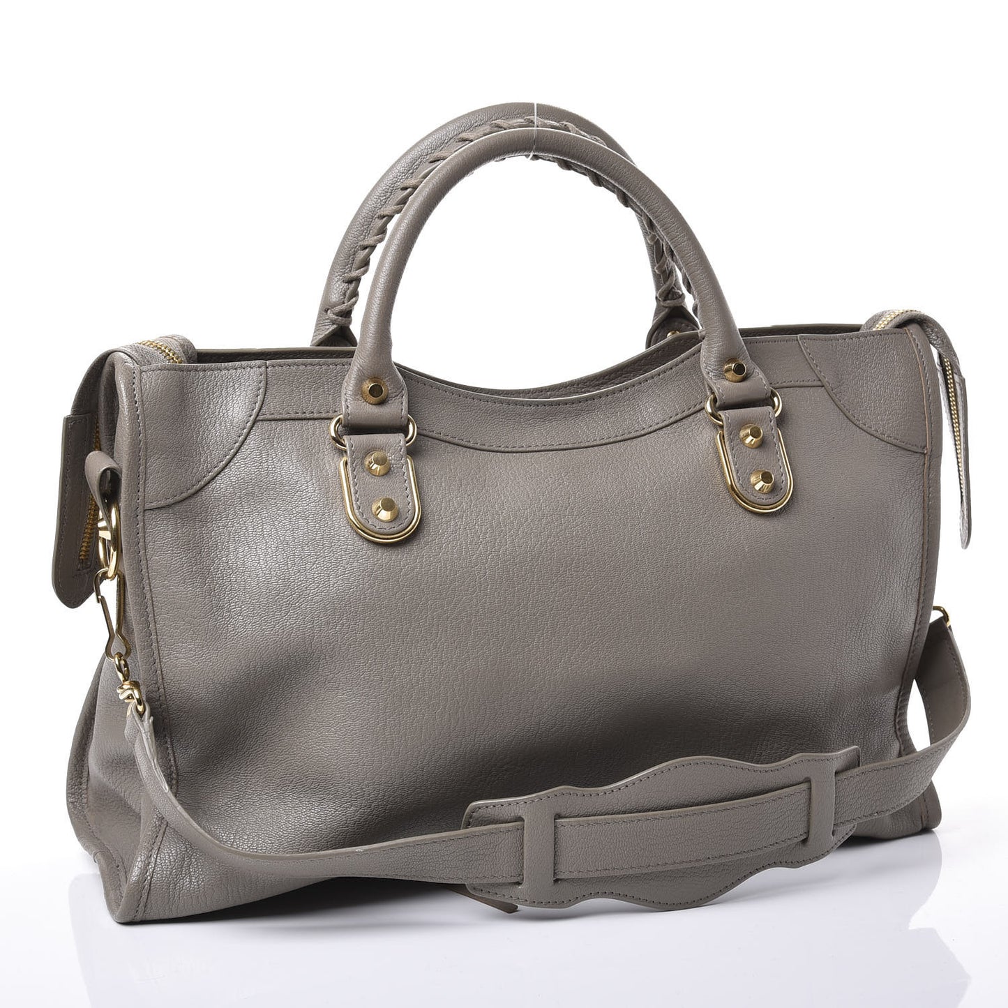 Chevre Gold Metallic Edge Hardware City Gris Taupe