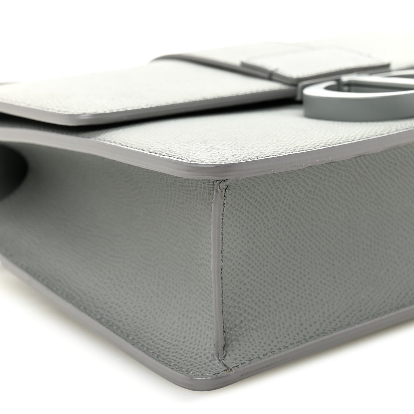 Ultra Matte Grained Calfskin 30 Montaigne Flap Bag Grey