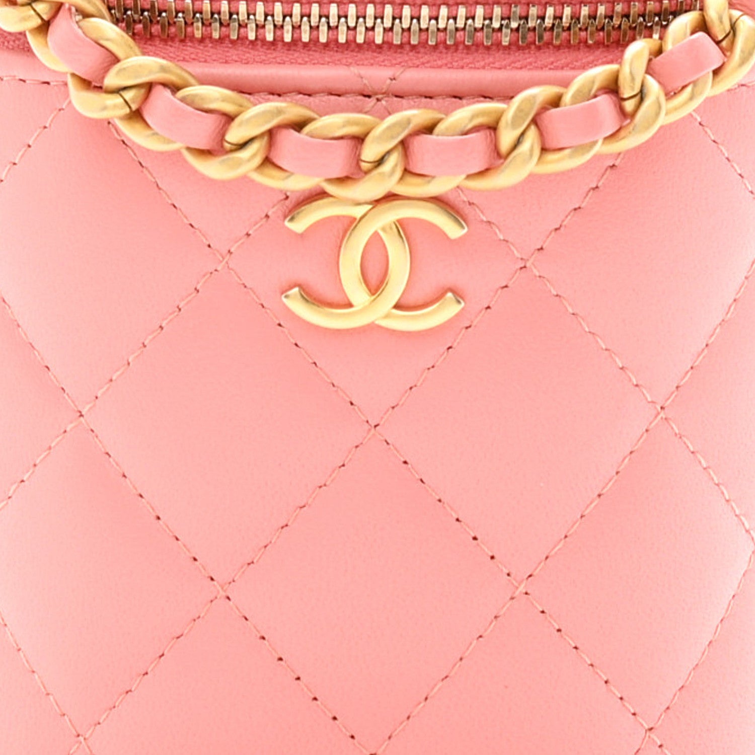 Chanel Lambskin Quilted Afternoon Tea Top Handle Vanity Case With Chain  Light Pink 8 of 10
