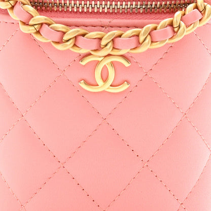 Chanel Lambskin Quilted Afternoon Tea Top Handle Vanity Case With Chain  Light Pink 8 of 10