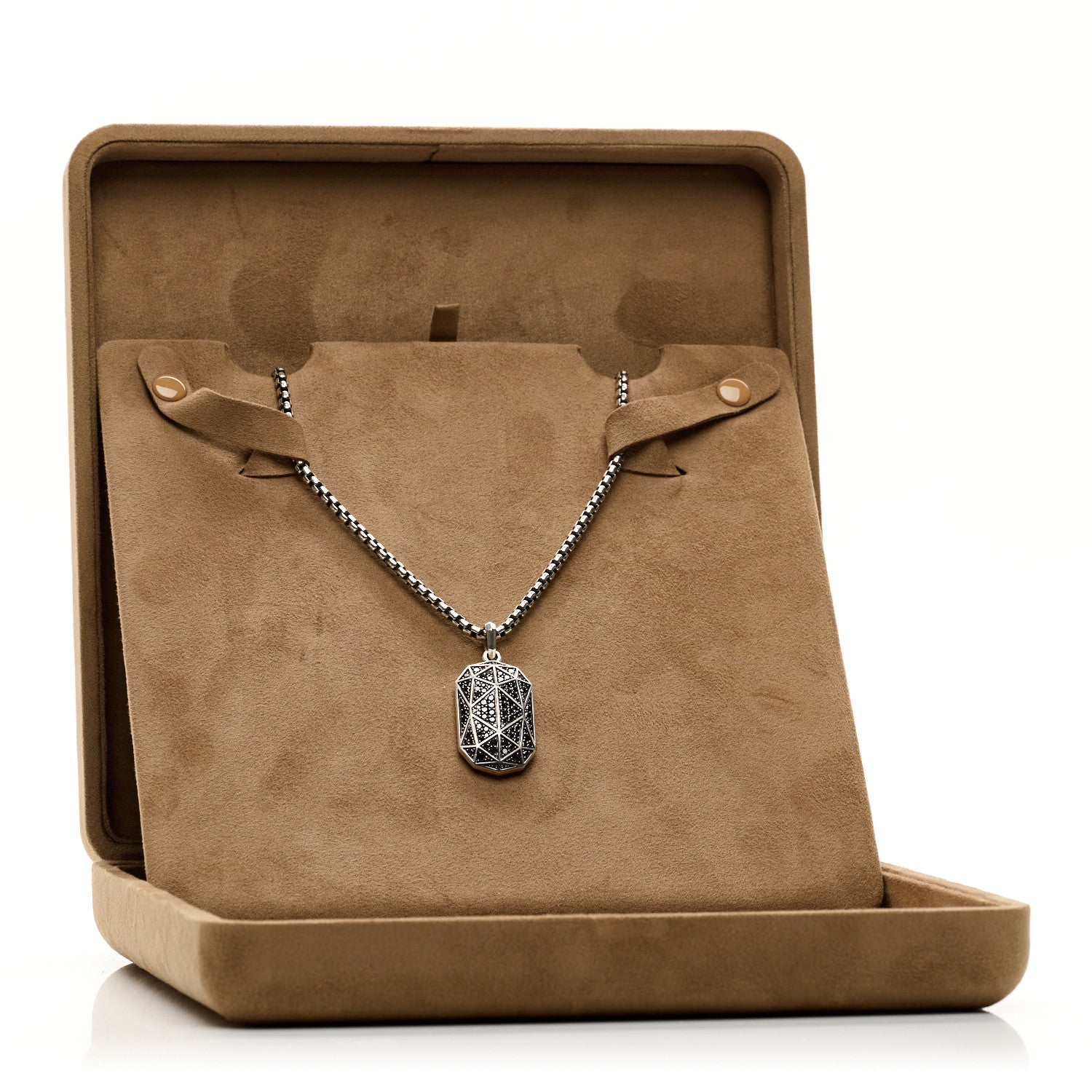 David Yurman Sterling Silver Black Diamond 36.3mm Faceted Amulet Pendant 5 of 5