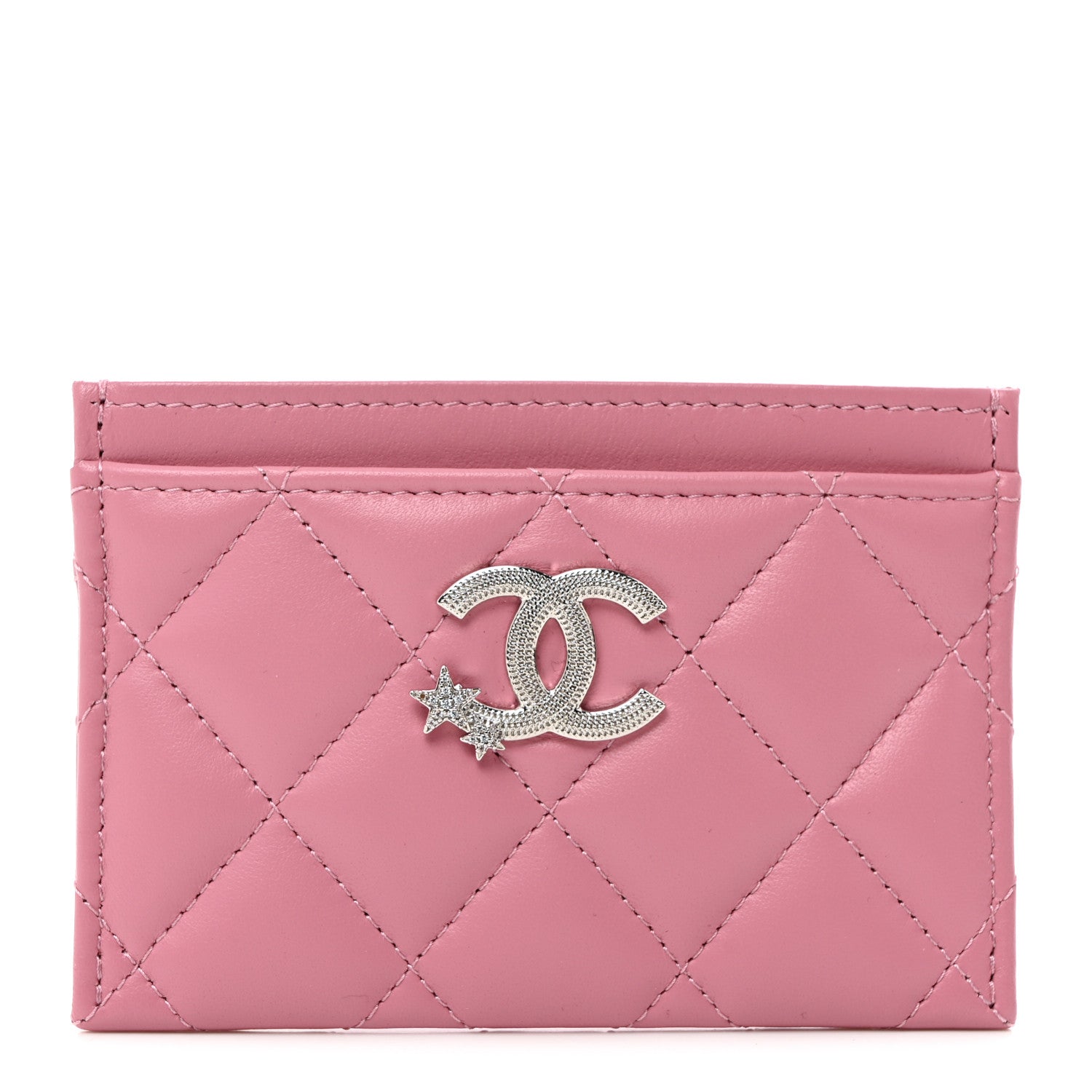 Chanel Lambskin Quilted Crystal Star Card Holder Pink 1 of 9