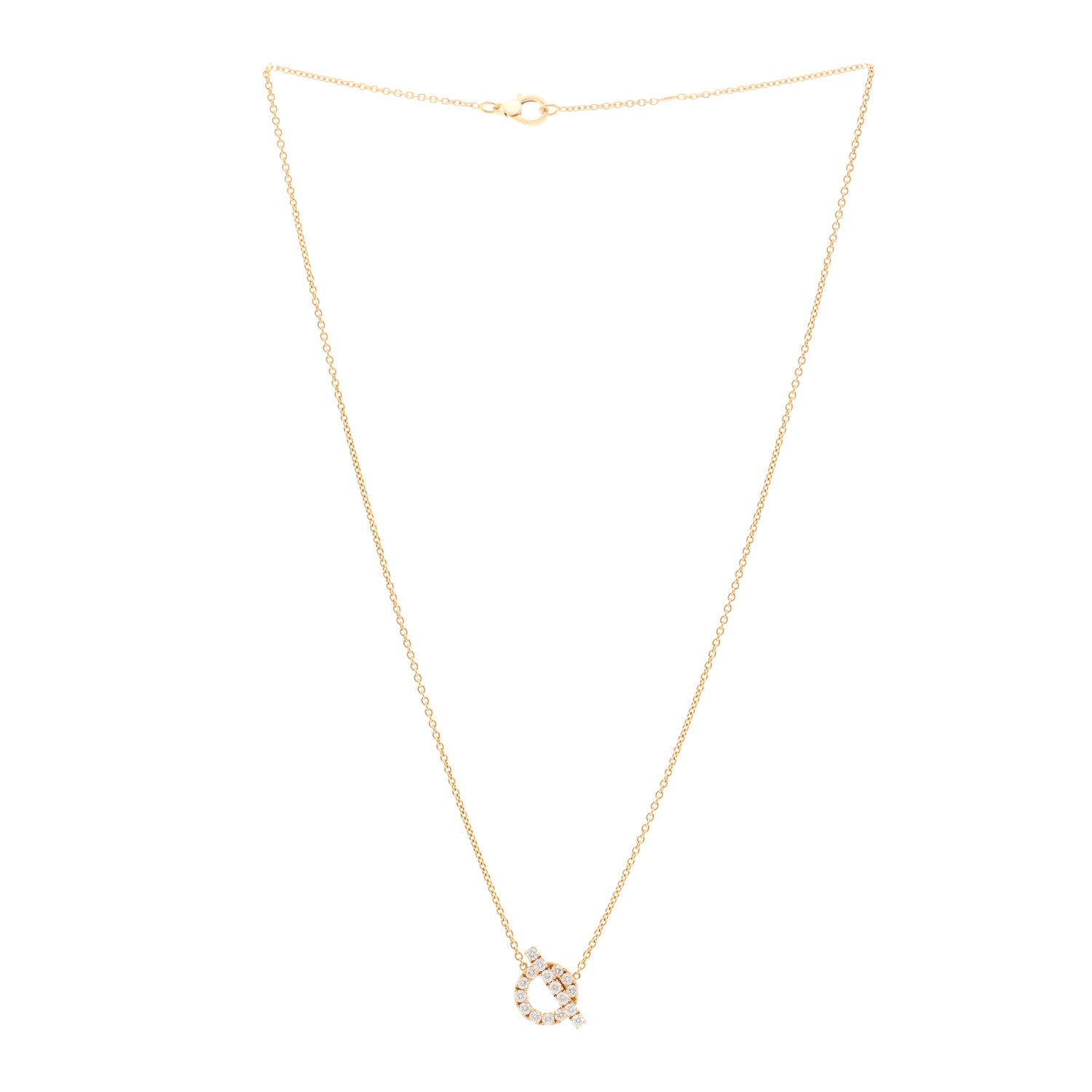 Hermes 18K Rose Gold Diamond Finesse Pendant Necklace 3 of 6
