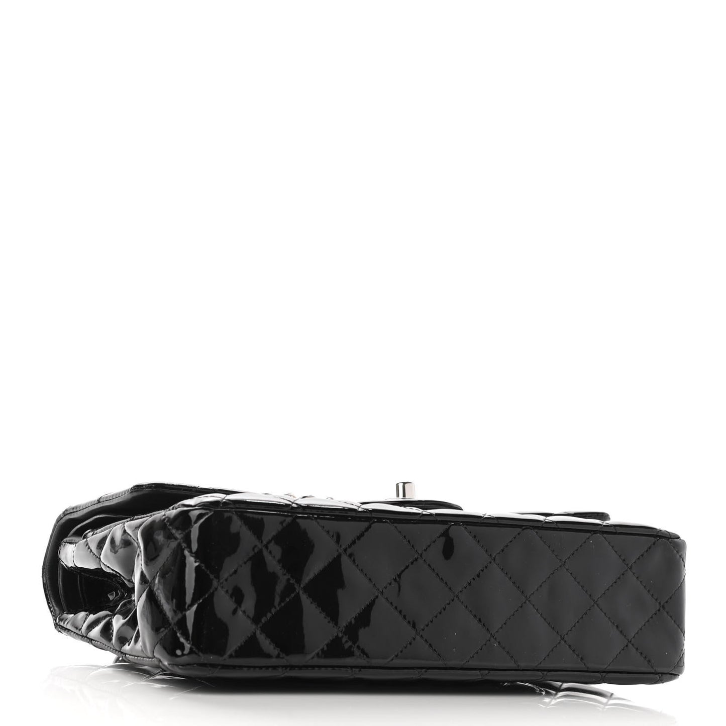 Patent Quilted Medium Double Flap Black