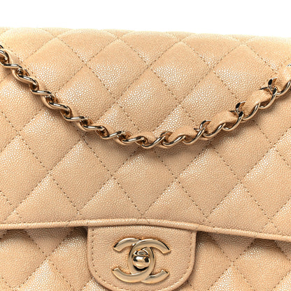 Chanel Iridescent Caviar Quilted Medium Double Flap Beige 9 of 12