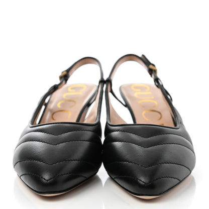 Gucci Nappa Charlotte Chevron Matelasse Double G 75mm Slingback Pumps 38.5 Black 2 of 9